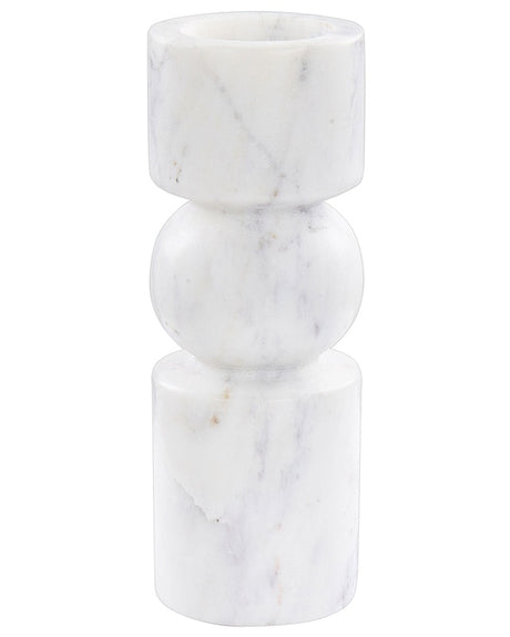 Candle Holders White Marble 20 cm Irregular Shape Minimalist Boho Candlesticks Decoration Beliani