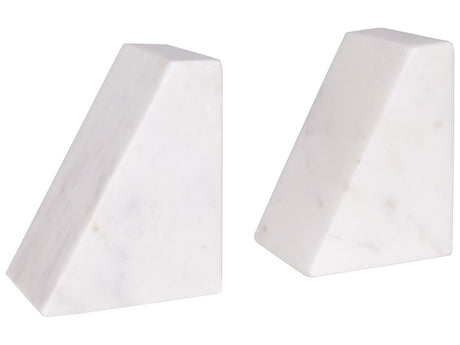 Set of 2 Bookends White Marble Minimalist Boho Home Decorations Book Holders Beliani