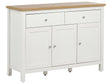 Sideboard White and Light Wood MDF Engineered Wood 2 Drawers 3 Doors Storage Living Room Beliani