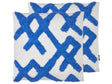 Set of 2 Decorative Cushions Blue and White Cotton Geometric Pattern 45 x 45 cm Removable Cover Modern Dcor Accessories Bedroom Living Room Beliani