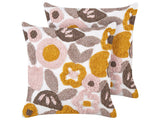 Set of 2 Decorative Cushions Multicolour Tufted Cotton Floral Pattern 45 x 45 cm Removable Cover Modern Dcor Accessories Bedroom Living Room Beliani