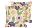 Set of 2 Decorative Cushions Multicolour Tufted Cotton Floral Pattern 45 x 45 cm Removable Cover Modern Dcor Accessories Bedroom Living Room Beliani
