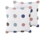 Set of 2 Decorative Cushions White Cotton 45 x 45 cm Removable Cover Modern Dcor Accessories Bedroom Living Room Beliani