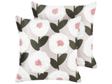Set of 2 Decorative Cushions Pink Cotton 45 x 45 cm Floral Pattern Removable Cover Modern Dcor Accessories Bedroom Living Room Beliani