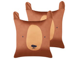 Set of 2 Decorative Cushions Brown Cotton 45 x 45 cm Bear Pattern Removable Cover Modern Dcor Accessories Bedroom Living Room Beliani