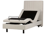 Electric Bed Light Beige EU Single 3ft Remote Control Adjustable Fabric Upholstery Beliani