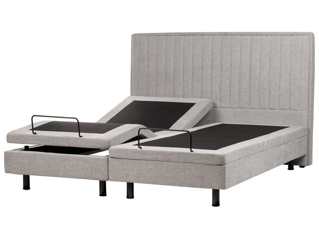 Electric Bed Light Grey EU Super King Size 6ft Remote Control Adjustable Fabric Upholstery Beliani