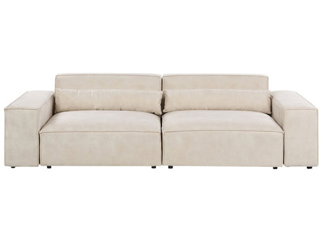 2 Seater Modular Sofa Beige Velvet Sectional Couch Sofa with Black Legs Modern Living Room Beliani