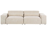 2 Seater Modular Sofa Beige Velvet Sectional Couch Sofa with Black Legs Modern Living Room Beliani