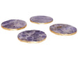 Set of 4 Coasters Violet Agate Stone Round 10 cm Golden Accents Modern Glam Dining Room Kitchen Serveware Beliani