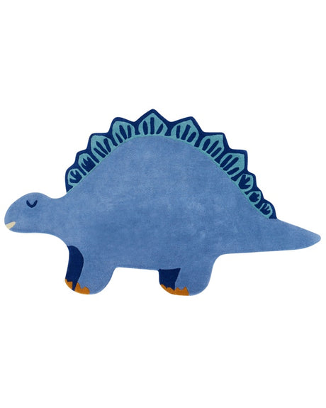 Kids Rug Blue Wool 100 x 160 cm Hand Tufted Dinosaur Shaped Beliani