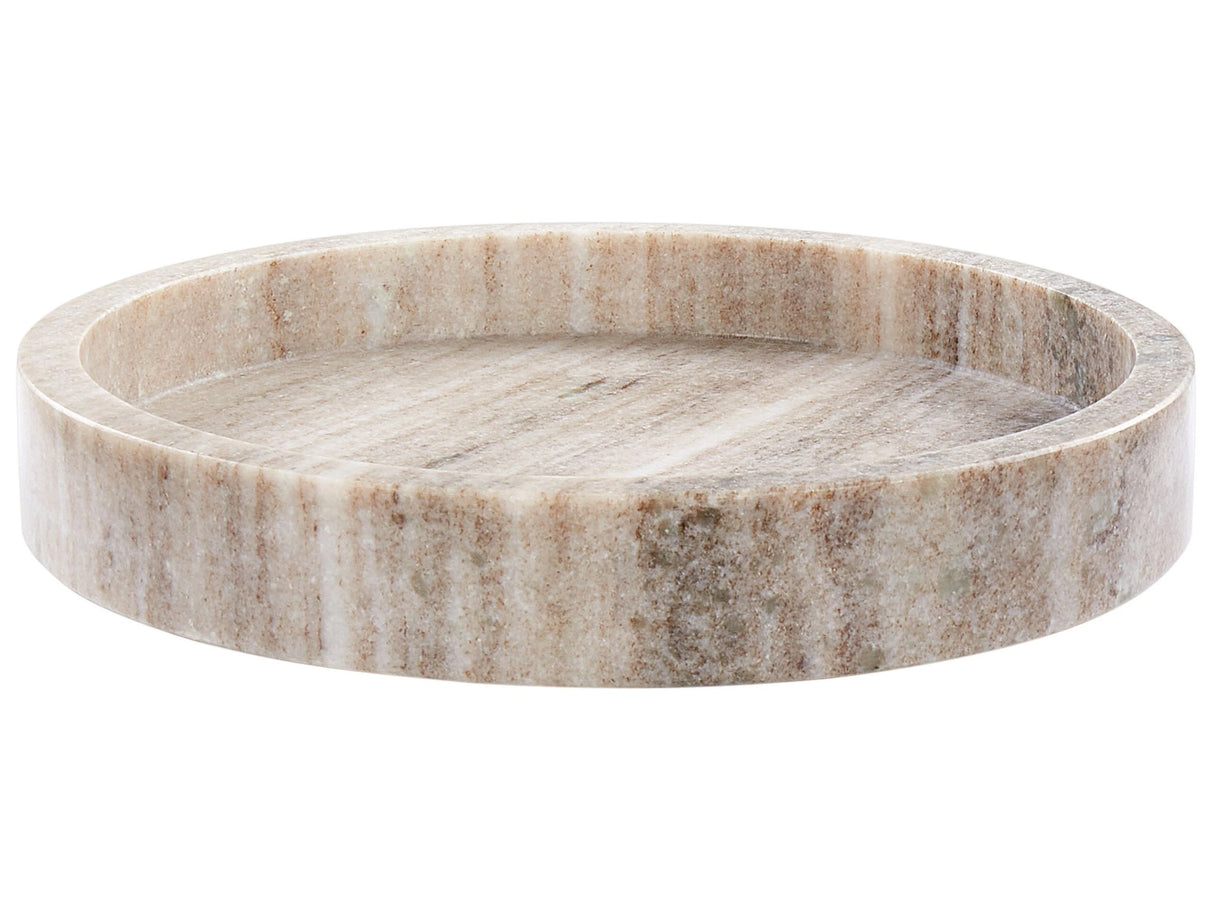 Decorative Tray Marble Beige Round Modern Home Accessory Beliani