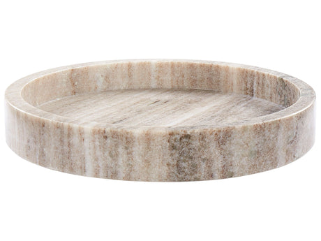 Decorative Tray Marble Beige Round Modern Home Accessory Beliani