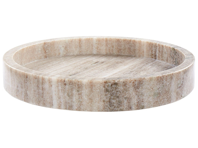 Decorative Tray Marble Beige Round Modern Home Accessory Beliani