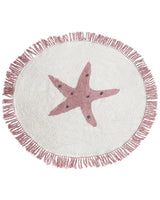Kids Rug Off-White Cotton  120 cm with Star Motif Beliani