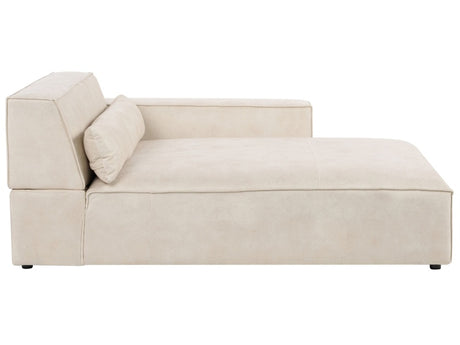 Left Chaise Lounge Beige Velvet Upholstery Synthetic Legs Left Hand Modern Living Room Beliani