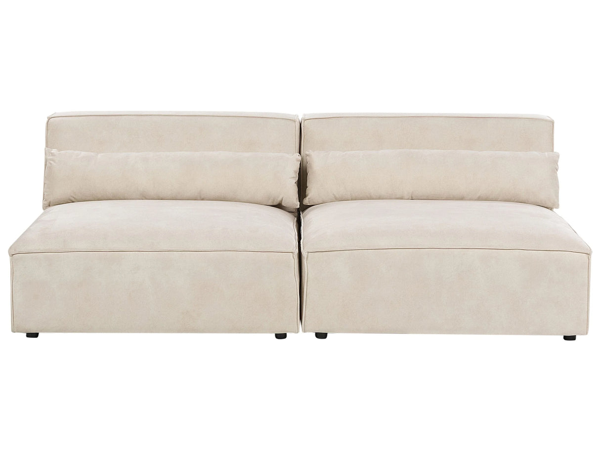 2 Seater Armless Modular Sofa Beige Velvet Sectional Couch Sofa with Black Legs Modern Living Room Beliani