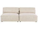 2 Seater Armless Modular Sofa Beige Velvet Sectional Couch Sofa with Black Legs Modern Living Room Beliani