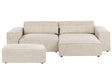 Left Hand 2-Seater Modular Corner Sofa with Ottoman Beige Velvet Sectional Couch Sofa with Black Legs Modern Living Room Beliani