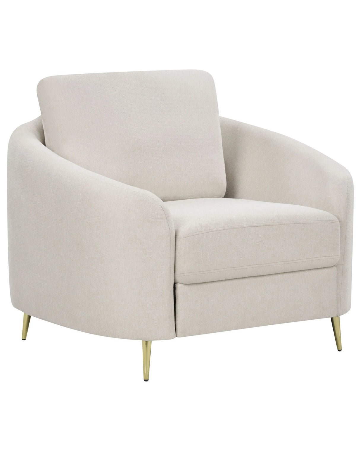 Armchair Fabric Light Beige Gold Metal Legs Club Chair Curvy Retro Living Room Beliani