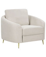 Armchair Fabric Light Beige Gold Metal Legs Club Chair Curvy Retro Living Room Beliani