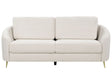 Sofa Light Beige Fabric Upholstery Gold Legs 3 Seater Couch Retro Beliani