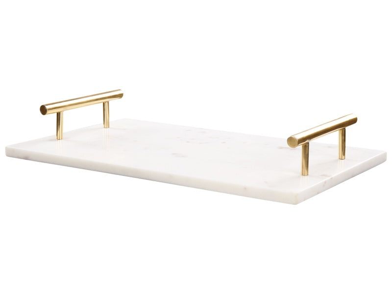 Serving Tray Marble White with Gold Handles Modern Home Accessory Beliani