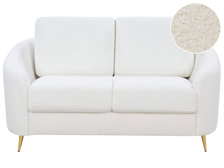 Sofa Boucle White Upholstery Gold Legs 2 Seater Loveseat Retro Beliani