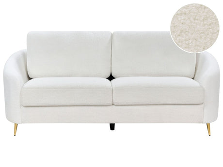 Sofa Boucle White Upholstery Gold Legs 3 Seater Couch Retro Beliani