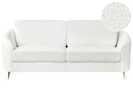 Sofa Boucle White Upholstery Gold Legs 3 Seater Couch Retro Beliani