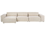 Right Hand 3 Seater Modular Sofa Beige Velvet Sectional Couch Sofa with Black Legs Modern Living Room Beliani