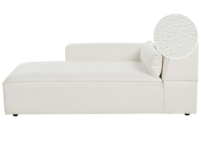 Right Chaise Lounge White Boucle Upholstery Synthetic Legs Left Hand Modern Living Room Beliani