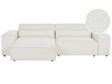 Right Hand 2 Seater Modular Corner Sofa White Boucle  Sectional Couch Sofa with Black Legs Modern Living Room Beliani