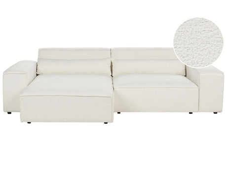 Right Hand 2 Seater Modular Corner Sofa White Boucle  Sectional Couch Sofa with Black Legs Modern Living Room Beliani