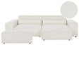 Left Hand 2-Seater Modular Corner Sofa with Ottoman White Boucle Sectional Couch Sofa with Black Legs Modern Living Room Beliani