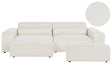 Right Hand 2-Seater Modular Corner Sofa with Ottoman White Boucle Sectional Couch Sofa with Black Legs Modern Living Room Beliani