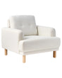 Armchair Off-White Polyester Fabric Wooden Legs Retro Minimalistic Living Room Furniture Beliani