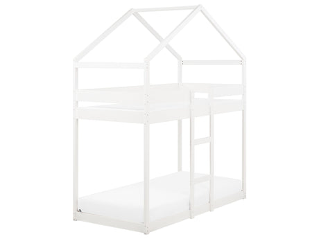 Wooden Bunk Bed Grey Pine Wood EU Single Size 3ft 90 x 200 cm High Sleeper Children Kids Bedroom Ladder Slats Beliani