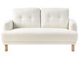2 Seater Sofa Off-White Polyester Fabric Wooden Legs Loveseat Couch Retro Minimalistic Living Room Furniture Beliani