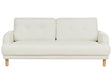 3 Seater Sofa Off-White Polyester Fabric Wooden Legs Loveseat Couch Retro Minimalistic Living Room Furniture Beliani