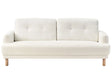 3 Seater Sofa Off-White Polyester Fabric Wooden Legs Loveseat Couch Retro Minimalistic Living Room Furniture Beliani