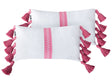 Set of 2 Decorative Cushions Pink White Cotton 30 x 50 cm with Tassels Rectangular Modern Pillow Boho Decor Accessories Beliani