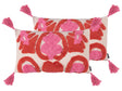 Set of 2 Decorative Cushions Pink Red White Cotton 30 x 50 cm with Tassels Rectangular Modern Pillow Boho Decor Accessories Beliani