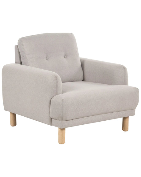 Armchair Taupe Polyester Fabric Wooden Legs Retro Minimalistic Living Room Furniture Beliani