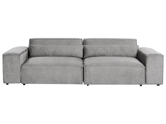 2 Seater Modular Sofa Grey Fabric Sectional Couch Sofa with Black Legs Modern Living Room Beliani