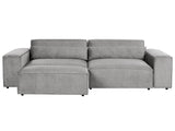 2 Seater Modular Sofa with Ottoman Grey Fabric Sectional Couch Sofa with Black Legs Modern Living Room Beliani