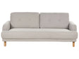 3 Seater Sofa Taupe Polyester Fabric Wooden Legs Loveseat Couch Retro Minimalistic Living Room Furniture Beliani