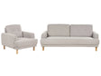 Living Room Set 3 Seater Sofa Armchair Taupe Polyester Fabric Wooden Legs Loveseat Couch Retro Minimalistic Living Room Furniture Beliani