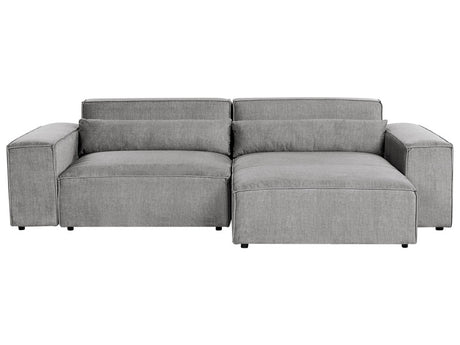 Right Hand 2 Seater Modular Corner Sofa Grey Fabric Sectional Couch Sofa with Black Legs Modern Living Room Beliani