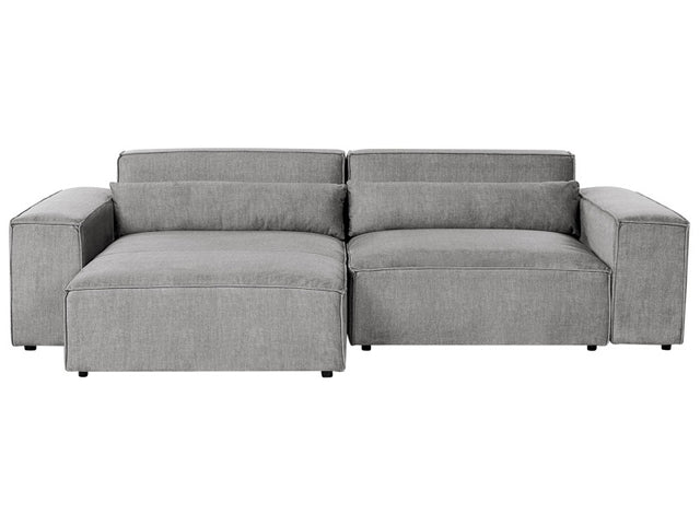 Right Hand 2 Seater Modular Corner Sofa Grey Fabric Sectional Couch Sofa with Black Legs Modern Living Room Beliani